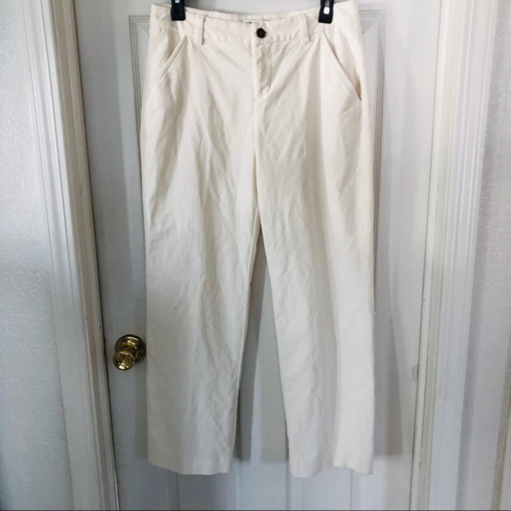 NWOT COLDWATER CREEK natural fit crushed velvet cream cotton stretch pants SZ 6P